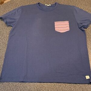 Men’s Marine Layer Navy Tee with Striped Pocket - size medium